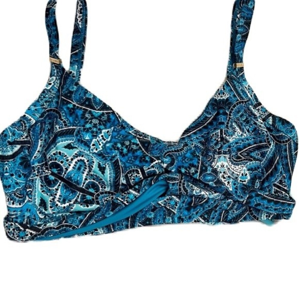 Sea Level Bikini Top twist front SZ 4 Cup DD/E Sea Foam blue green black NEW